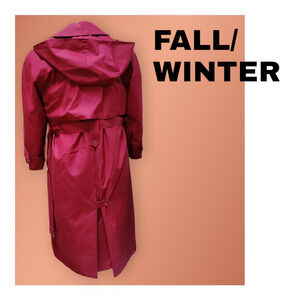 London Fog Red Trench Coat with Hood
